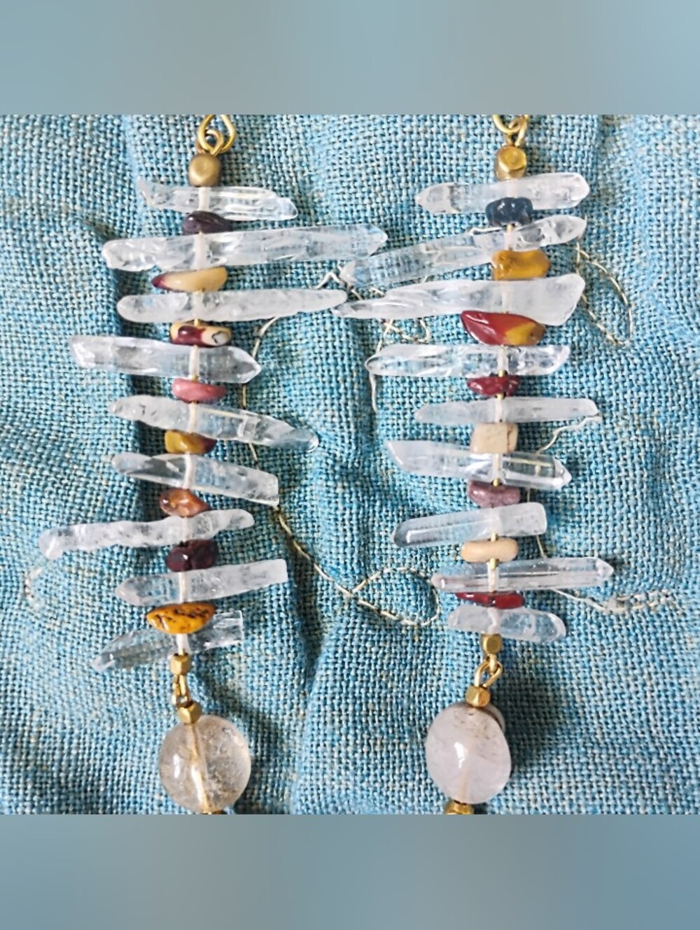 XXL 'Showstopper' Quartz, Mooakite Jasper, and Druzy Statement Earrings - Picture 6 of 9